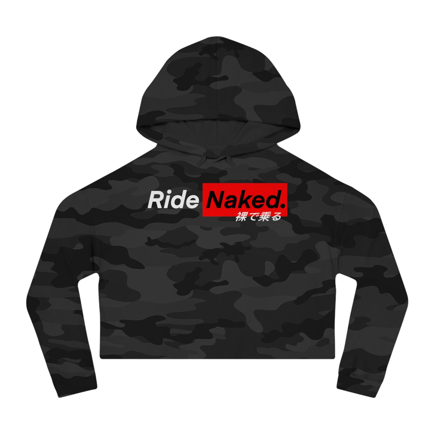 Warning Label Cropped Hooded Sweatshirt