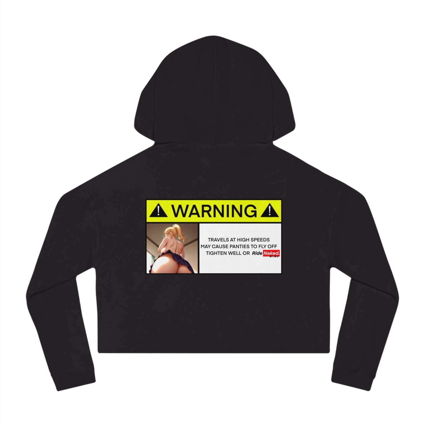 Warning Label Cropped Hooded Sweatshirt