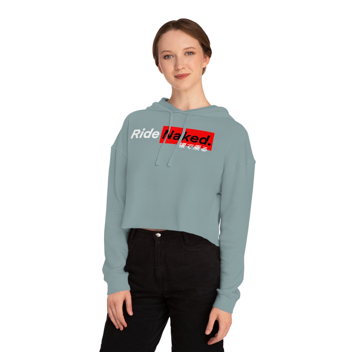 Warning Label Cropped Hooded Sweatshirt