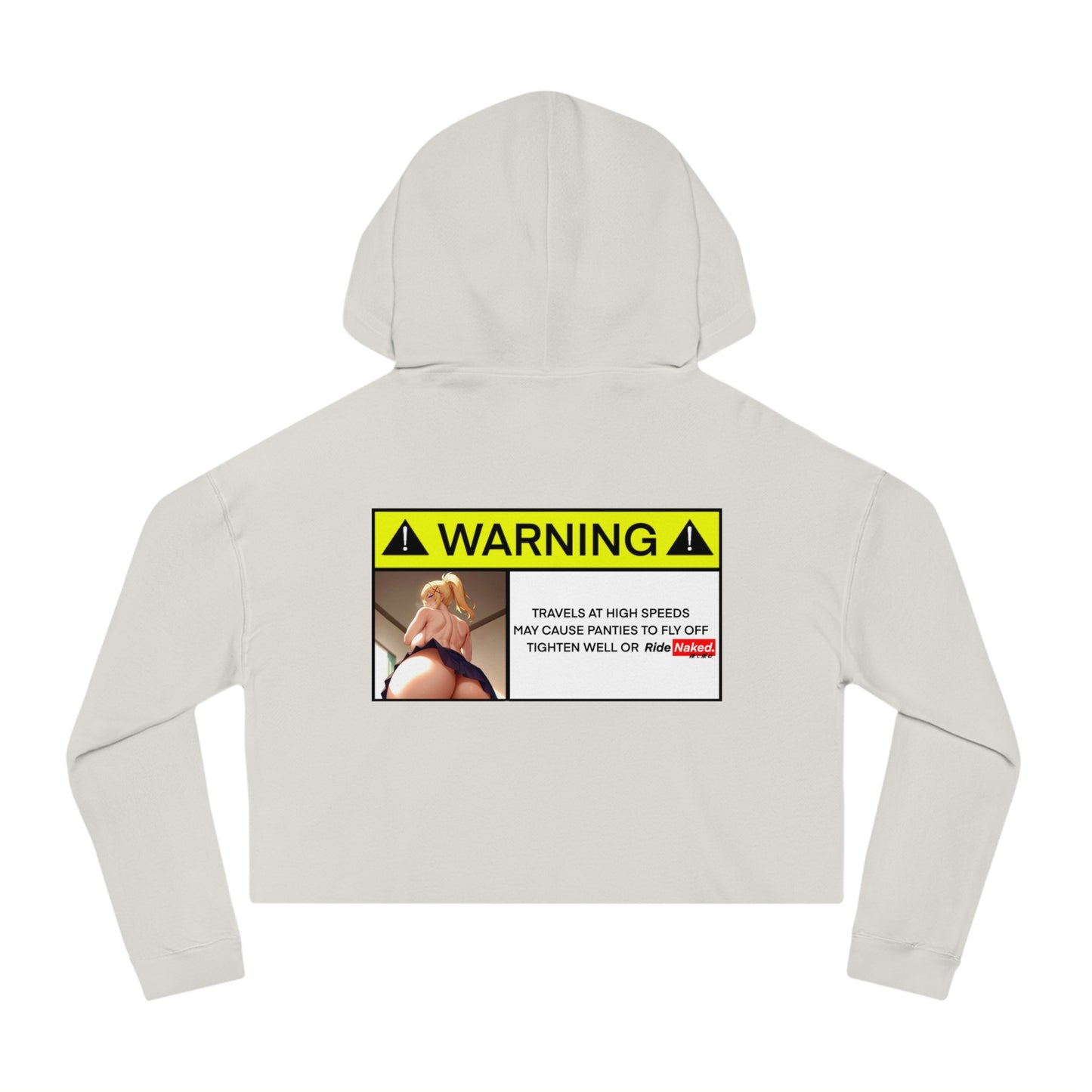 Warning Label Cropped Hooded Sweatshirt