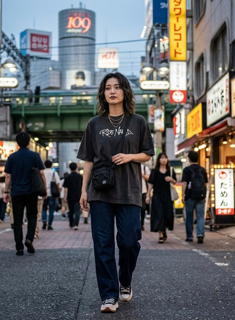 Ride Naked Tokyo Vintage Wash Drop Shoulder Unisex T-shirt