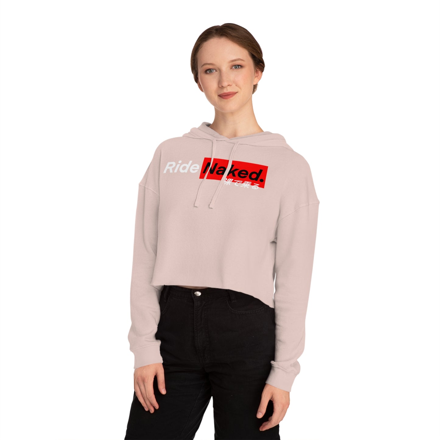 Warning Label Cropped Hooded Sweatshirt