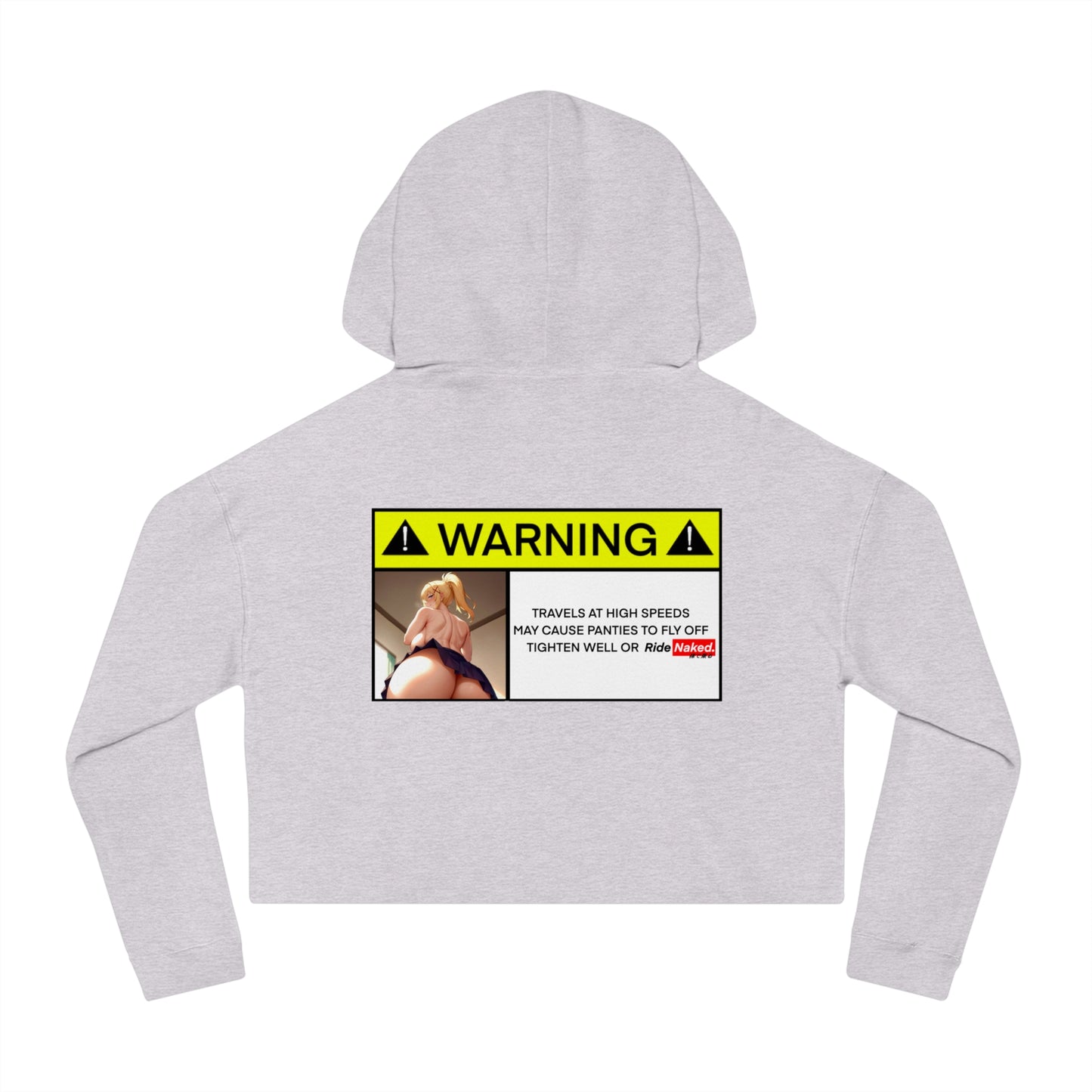 Warning Label Cropped Hooded Sweatshirt