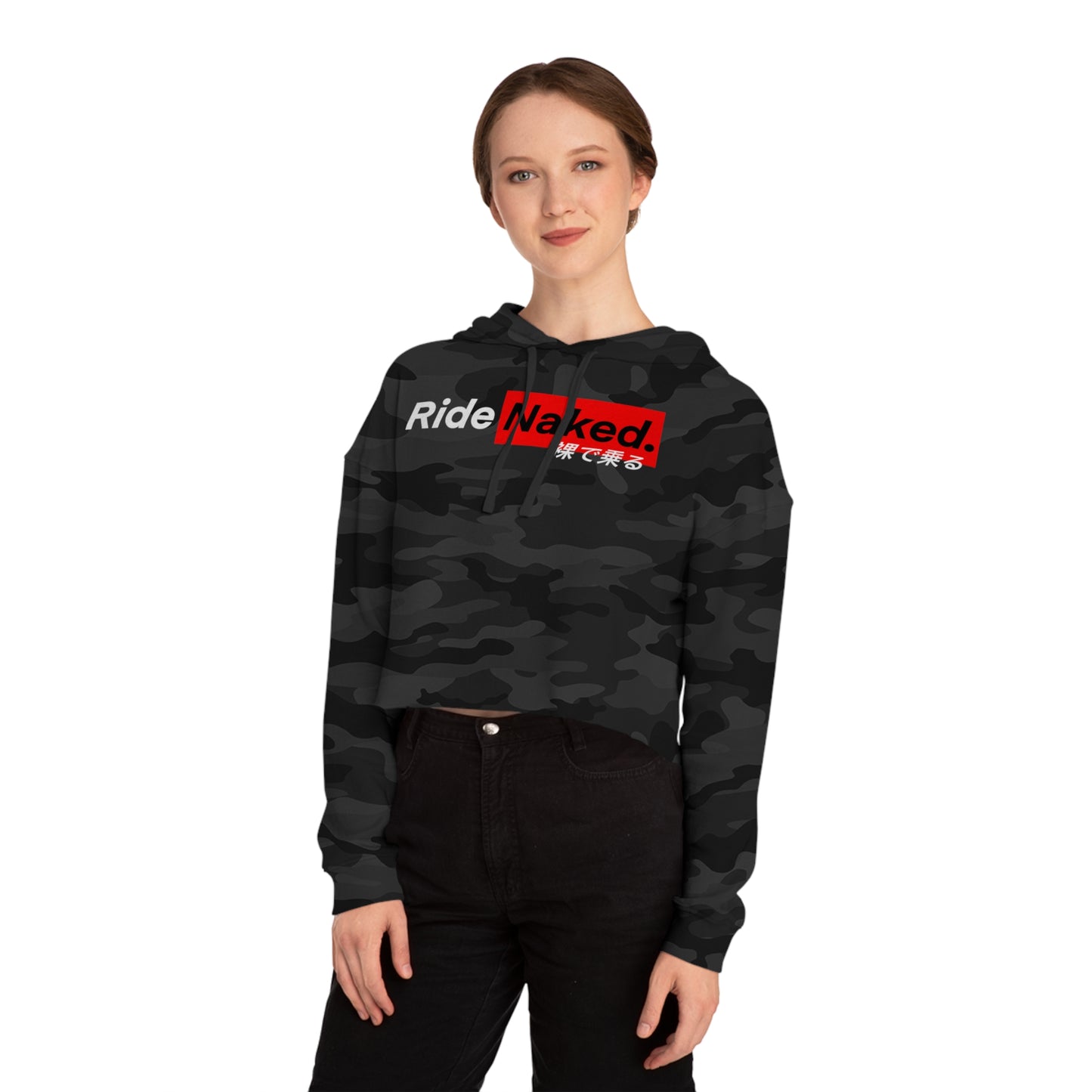 Warning Label Cropped Hooded Sweatshirt