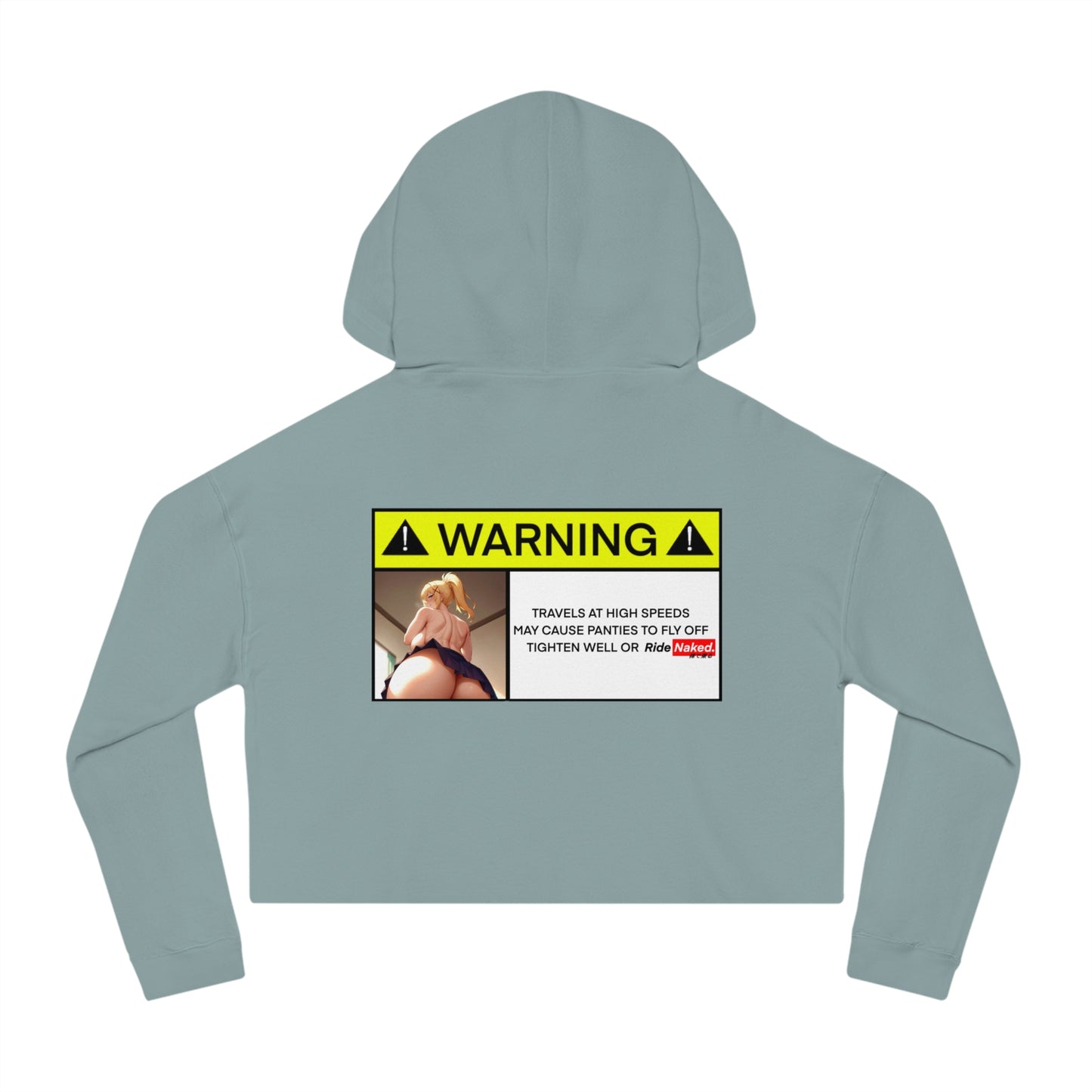 Warning Label Cropped Hooded Sweatshirt