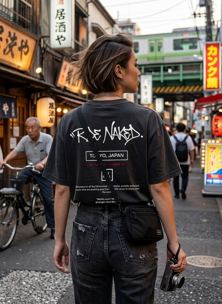 Ride Naked Tokyo Vintage Wash Drop Shoulder Unisex T-shirt